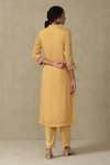 Shop_Aarke Ritu Kumar_Yellow Polyester Embroidered Floral Collar Neck Bodice Kurta Set _at_Aza_Fashions