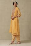 Aarke Ritu Kumar_Yellow Polyester Embroidered Floral Collar Neck Bodice Kurta Set _Online_at_Aza_Fashions