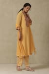 Buy_Aarke Ritu Kumar_Yellow Polyester Embroidered Floral Collar Neck Bodice Kurta Set _Online_at_Aza_Fashions