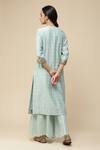 Shop_Aarke Ritu Kumar_Green Blended Fabric Embroidered Floral Notched Straight Kurta Flared Pant Set _at_Aza_Fashions