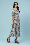 Buy Aarke Ritu Kumar Off White Polyester Floral Print Top And Skirt Set ...