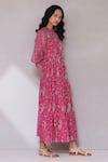 Buy_Aarke Ritu Kumar_Pink Blended Printed Paisley Round Flower Dress _Online_at_Aza_Fashions