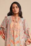 Ritu Kumar_Green Viscose Printed Floral Tie-up Short Kurta _at_Aza_Fashions