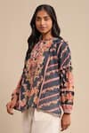 Buy_Ritu Kumar_Blue Viscose Printed Floral Tie-up Pattern Short Kurta _Online_at_Aza_Fashions