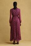 Shop_Ritu Kumar_Purple Chiffon Printed Floral Frill Maxi Dress_at_Aza_Fashions
