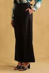 Ritu Kumar_Black Poly/span Wide-legged Pleated Trouser _Online_at_Aza_Fashions