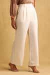 Buy_Ritu Kumar_Beige Poly/span Wide-legged Trouser _Online_at_Aza_Fashions