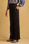 Buy_Ritu Kumar_Black Rayon Plain Wide-legged Trouser _Online_at_Aza_Fashions