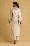 Shop_Ritu Kumar_Off White Cotton, Silk, Organza Embroidery, Tassels Split Kurta Palazzo Set _at_Aza_Fashions