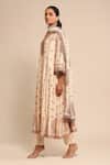 Ritu Kumar_Off White , Chanderi, Satin, Floral Print A-line Kurta Pant Set _Online_at_Aza_Fashions