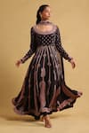 Buy_Ritu Kumar_Black Anarkali- Viscose And Crepe Printed Floral Scoop Paisley Set _at_Aza_Fashions