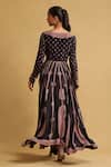 Shop_Ritu Kumar_Black Anarkali- Viscose And Crepe Printed Floral Scoop Paisley Set _at_Aza_Fashions