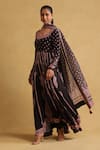 Ritu Kumar_Black Anarkali- Viscose And Crepe Printed Floral Scoop Paisley Set _Online_at_Aza_Fashions