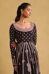 Shop_Ritu Kumar_Black Anarkali- Viscose And Crepe Printed Floral Scoop Paisley Set _Online_at_Aza_Fashions