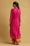 Shop_Ritu Kumar_Pink Viscose Printed Floral Collar Pintucked Kurta _at_Aza_Fashions