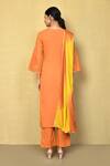 Shop_Naintara Bajaj_Orange Pure Cotton Embroidery Zari Lily V Neck Work Angarkha Kurta Pant Set_at_Aza_Fashions