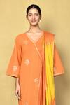 Buy Naintara Bajaj Orange Pure Cotton Embroidery Zari Lily V Neck Work Angarkha Kurta Pant Set Online at Aza Fashions Buy_Naintara Bajaj_Orange Pure Cotton Embroidery Zari Lily V Neck Work Angarkha Kurta Pant Set_Online_at_Aza_Fashions