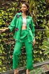 House of Dreams_Emerald Green Cotton Poplin Embellished Heart Pattern With Pant _Online_at_Aza_Fashions