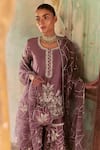 Buy_labelMayaa_Purple Kurta And Sharara Chanderi Embroidery Gota Patti Heer Set 