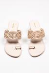 Urbansway_Cream Opal Stones Embellished Kolhapuri Heels _Online_at_Aza_Fashions