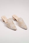 Buy_Urbansway_Cream Cut Dana Royal Affair Bead Embellished Mules _Online_at_Aza_Fashions