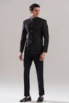 Buy_Asuka_Black Scuba Embroidered Sequin Bandhgala With Pant _at_Aza_Fashions