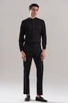 Asuka_Black Scuba Embroidered Sequin Bandhgala With Pant _Online_at_Aza_Fashions