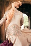 Shop_Asuka_Ivory Raw Silk Embroidered Thread Hand Bandhgala Anarkali Set _at_Aza_Fashions