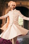 Asuka_Ivory Raw Silk Embroidered Thread Hand Bandhgala Anarkali Set _at_Aza_Fashions