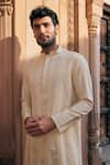 Shop_Asuka_Cream Cotton, Silk Embroidery Chanderi Kurta And Pyjama Set _Online_at_Aza_Fashions