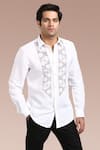 Buy_Asuka_White Linen Embroidery Button Down Shirt _at_Aza_Fashions