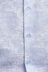 Asuka_Sky Blue Pure Irish Linen Embroidered Thread Cherry Blossom Shirt _Online_at_Aza_Fashions