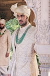 Buy_Asuka_Cream Matka Silk Embroidered Pitta Sherwani Churidar Set _Online_at_Aza_Fashions