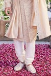 Shop_Asuka_Cream Matka Silk Embroidered Pitta Sherwani Churidar Set _Online_at_Aza_Fashions