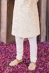 Asuka_Cream Raw Silk Embroidered Zardozi Sherwani Churidar Set _at_Aza_Fashions