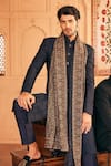 Shop_Asuka_Blue Cotton Silk Textured Sherwani Pyjama Set _Online_at_Aza_Fashions