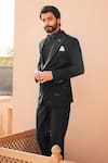 Asuka_Blue Terry Wool Embroidered Cutdana Tuxedo With Pant _Online_at_Aza_Fashions