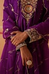 Sureena Chowdhri_Purple Razia Shabnami Silk Embroidered Anarkali Set _Online_at_Aza_Fashions