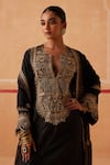 Sureena Chowdhri_Black Veer Silk Zardozi Embroidered Kurta Set _Online_at_Aza_Fashions