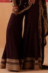Sureena Chowdhri_Brown Blouse And Sharara Habutai Silk Embroidery Cutdana Leaf Neck Rhea Set_Online_at_Aza_Fashions