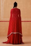 Shop_Sureena Chowdhri_Red Blouse Organza Hand Embroidery Pipe Ekaya Placement Lehenga Cape Set _at_Aza_Fashions