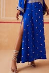 Shop_Sureena Chowdhri_Blue Habutai Silk Indra Embroidered Yoke Kaftan_Online_at_Aza_Fashions