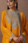 Shop_Wazir C_Yellow Silk, Organza, Cotton Kashmiri Tilla Kurta Bell Bottom Pant Set _Online_at_Aza_Fashions