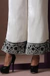 Wazir C_White Velvet, Organza, Cotton Embroidery Round Placement Kurta Flared Pant Set _Online_at_Aza_Fashions