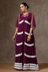 Buy_Wazir C_Purple Net, Crepe Embroidery Round Neck Kashmiri Kaftan With Dress _at_Aza_Fashions