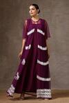 Buy_Wazir C_Purple Net, Crepe Embroidery Round Neck Kashmiri Kaftan With Dress _Online_at_Aza_Fashions