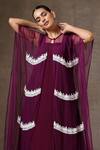 Shop_Wazir C_Purple Net, Crepe Embroidery Round Neck Kashmiri Kaftan With Dress _Online_at_Aza_Fashions