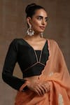 Shop_Wazir C_Orange Silk Embroidery Kashmiri Glass Shape Saree With Blouse _Online_at_Aza_Fashions