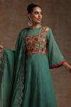 Shop_Wazir C_Green Organza Embroidery Round Neck Kashmiri Bodice Anarkali Flared Pant Set _Online_at_Aza_Fashions