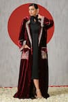 Buy_Wazir C_Black Silk Embroidery Kashmiri Tilla Dress Turtle Neck With Velvet Jacket_at_Aza_Fashions